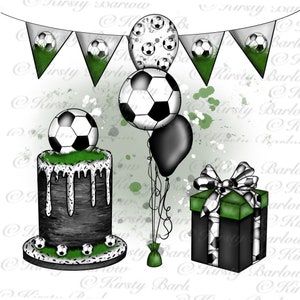 Conception de sublimation d'éléments clipart fête d'anniversaire de football illustration de fabrication de cartes PNG avec licence commerciale