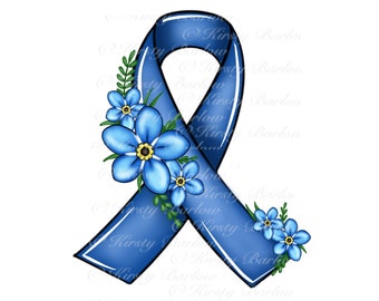 Forget me not awareness ribbon | dementia | Alzheimer’s | clip art | sublimation design | with commercial license