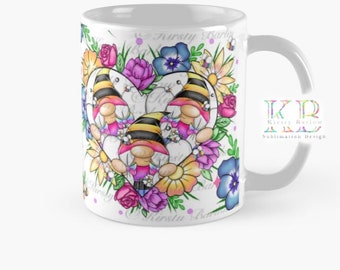 Rainbow bee gonk gnome mug wrap clip art sublimation design with commercial license