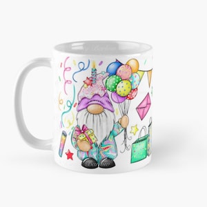 Birthday gnome gonk mug wrap png clip art sublimation design with space for personalisation