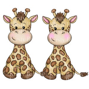 Bundle girafe clipart png baby shower sublimation design dessinés à la main téléchargement immédiat || carte | faire-part | imprimé animalier | safari