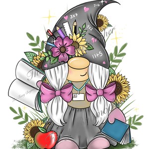 Teacher gnome gonk png art file for Sublimation