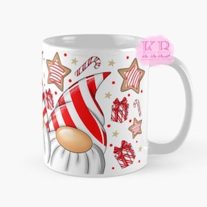 Candy cane gingerbread Gonk gnome trio Christmas mug wrap png clipart sublimation instant download hot chocolate coffee Christmas Eve