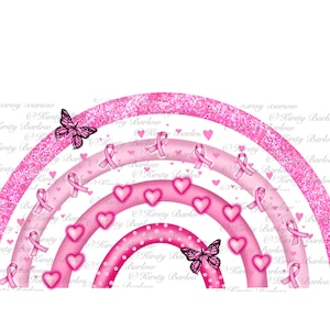 Pink breast cancer awareness rainbow sublimation design illustration clip art png