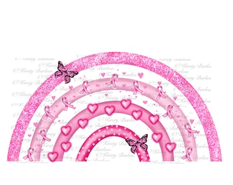 Illustration de conception de sublimation arc-en-ciel de sensibilisation au cancer du sein rose clipart png