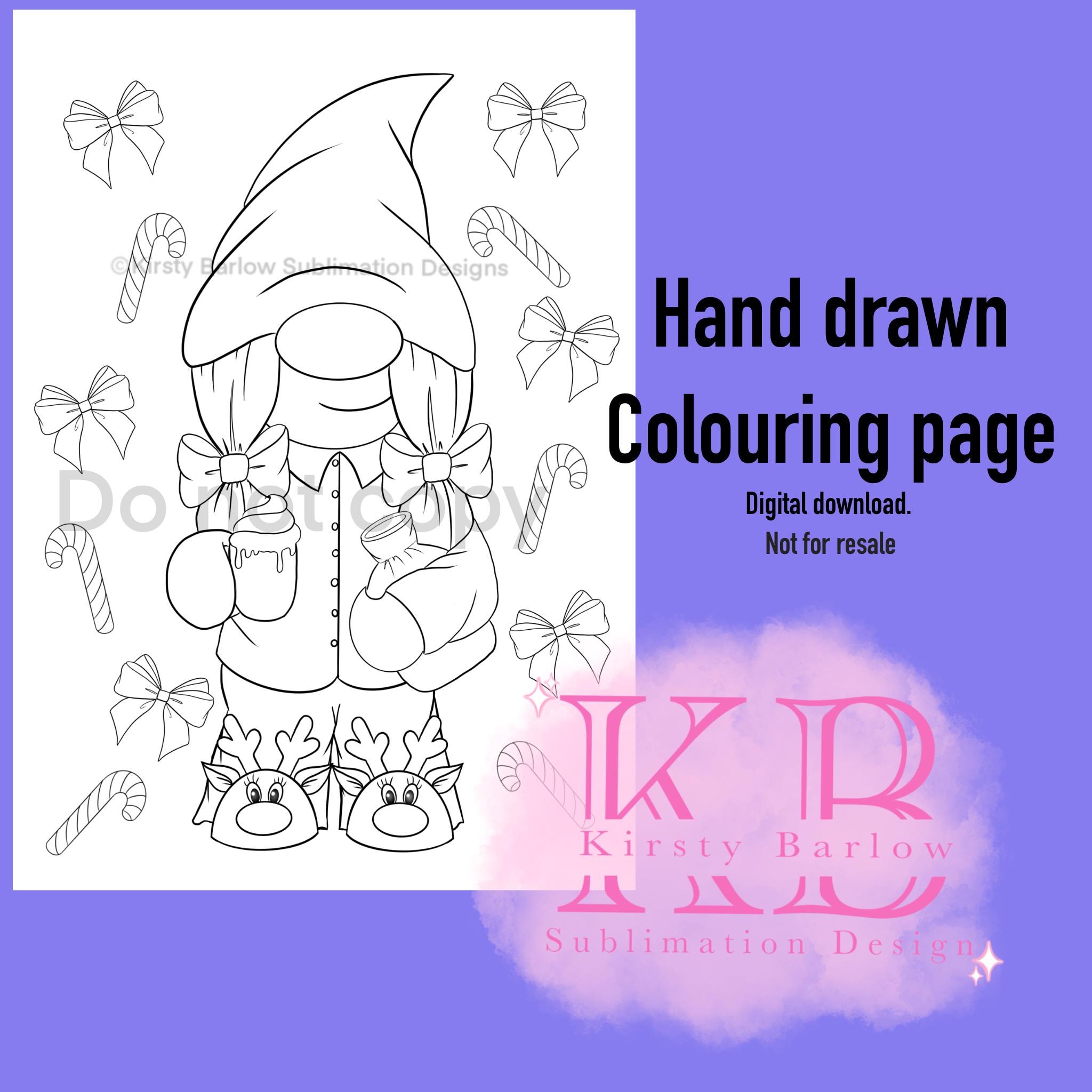 Spring Gonk Colour In Christmas Gonk Gnome in Pjs Colour in Colouring Page Digital Download ...