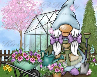 Caster sublimation design gardening garden gnome gonk gardener clipart png instant download