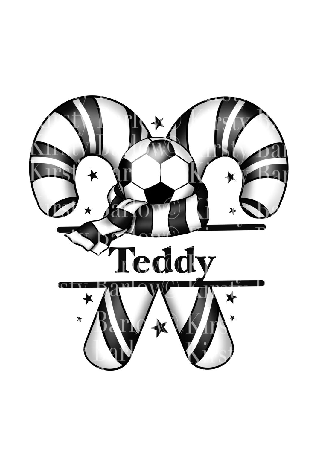 Christmas Candy Football Black and White Png Clipart Design Png