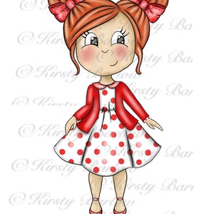 Dottie polka dot meisje karakter cartoon illustratie illustraties met commerciële licentie | | t-shirt, kaarten maken, sublimatieontwerp