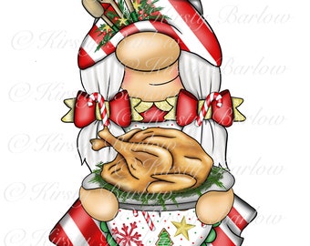 Dîner de Noël dinde gonk gnome cuisine png sublimation design clipart avec licence commerciale