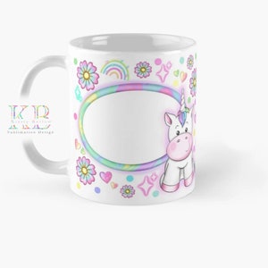 Cute unicorn mug wrap sublimation design coffee cup png clipart instant download