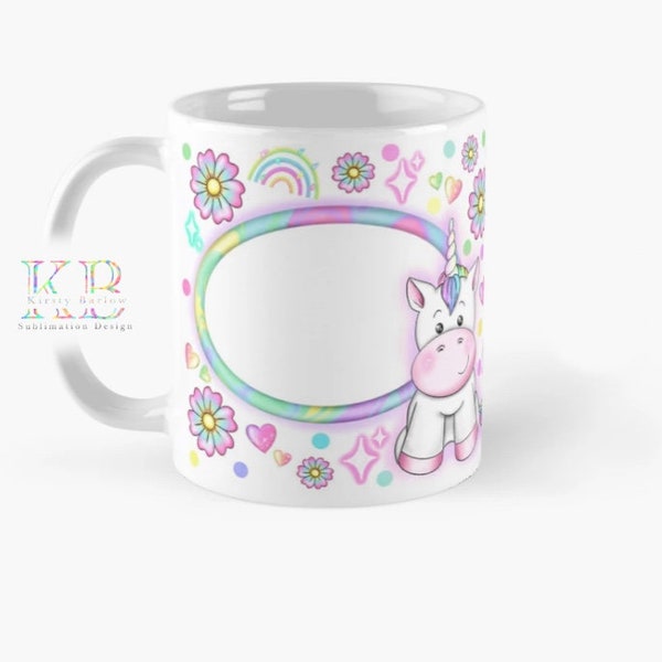 Cute unicorn mug wrap sublimation design coffee cup png clipart instant download