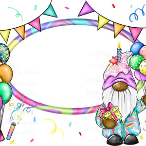 Gonk gnome birthday dark skin tone rectangular tin sublimation design clip art illustration