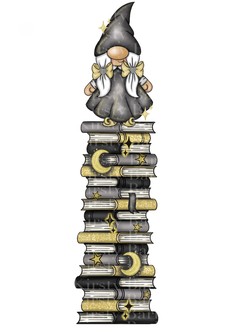 Gothic book reader gonk gnome bookmark design clipart sublimation png instant download image 1