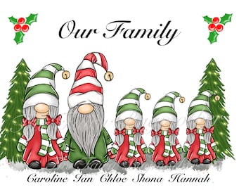 Christmas gnome gonk family png clip art file set for sublimation 5 files included