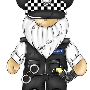 Male police officer pc gonk gnome png clip art file for sublimation