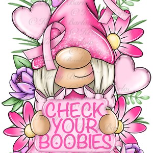 Check your boobies breast cancer awareness gonk gnome clip art sublimation design