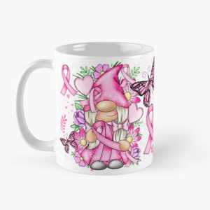 Breast cancer awareness gonk gnome mug wrap sublimation clip art design