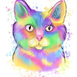 Regenboog kat illustratie png clip art bestand voor sublimatie