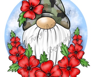 Remembrance poppy war soldier veteran gonk gnome png clip art digital download file for sublimation