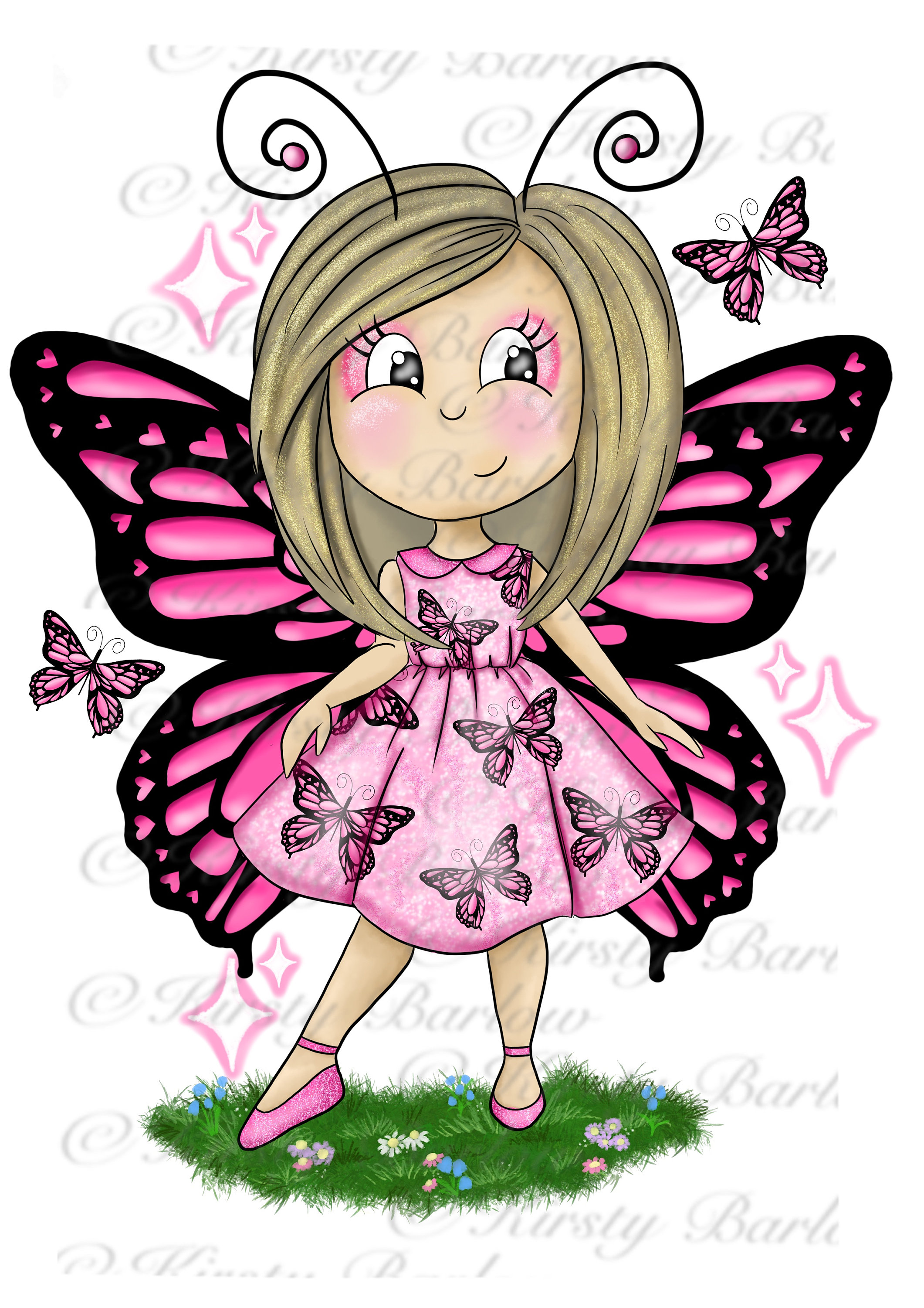 ガーリーな蝶の妖精のキャラクターのイラスト クリップ アート png