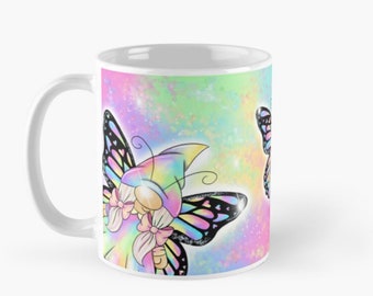 Butterfly gnome gonk gonkette rainbow sparkle mug wrap png clip art digital download for sublimation