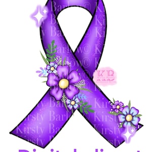 purple ribbon lupus fibromyalgia pancreatic cancer epilepsy Alzheimers awareness | clipart | Sublimation design | PNG | instant download