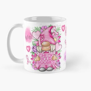 Check your boobies breast cancer awareness gonk gnome mug wrap sublimation design