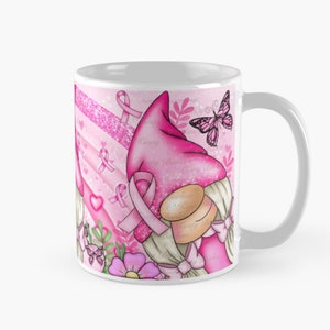 Breast cancer awareness gonkette gonk gnome mug wrap png clip art sublimation design illustration