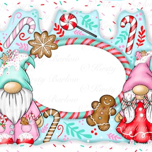 Gonk gnome Christmas candy cane rectangular tin sublimation design clip art png file