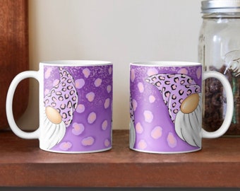 Violet et lilas léopard imprimé gonk gnome mug wrap png clip art pour sublimation