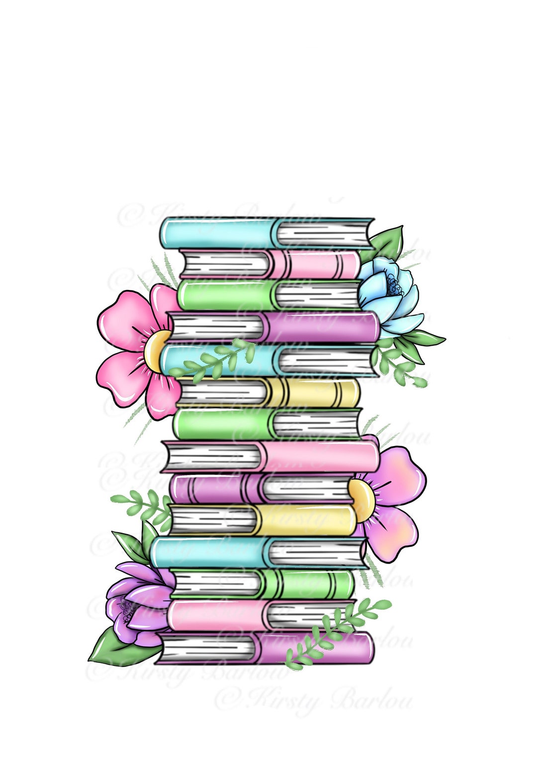 Pastel Book Stack Bookmark Clip Art Design Png for Sublimation - Etsy