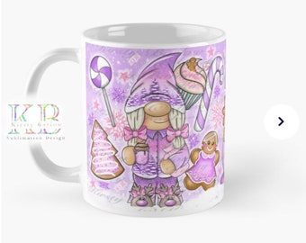 Gnome gonk violet lilas Noël chocolat chaud mug wrap clipart sublimation design avec licence commerciale
