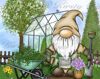 Coaster sublimation design gardening garden gnome gonk gardener clipart png instant download