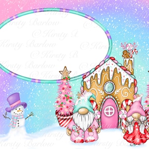 Christmas gingerbread gonk gnome rectangular tin sublimation design png clip art file
