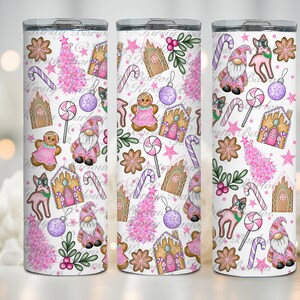 Projekt sublimacji opakowania na kubki świąteczne clipart png drzewo piernikowy domek laska cukrowa wydruk natychmiastowe pobieranie