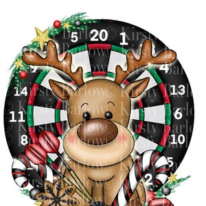 Giocatore di freccette Natale renna clipart png sublimazione design disegnato a mano download immediato