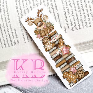 Gingerbread Reindeer Bookmark PNG, Hand Drawn Christmas Design for Sublimation, Cute Holiday Printable for Crafts, Gifts & Printing