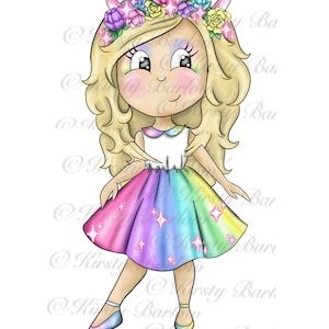 Eenhoorn meisje karakter clipart sublimatie ontwerp png instant download kaart maken