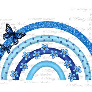 Blue forget me not awareness rainbow sublimation design clip art illustration png