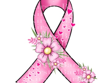 Pink ribbon breast cancer awareness | clipart | Sublimation design | PNG | instant download