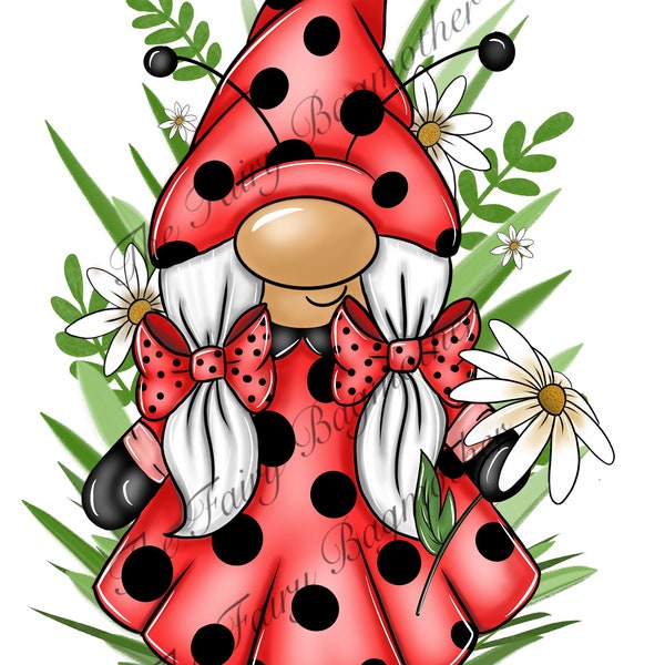 Ladybird ladybug gonk gonkette gnome png clip art file digital download for sublimation