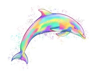 Fichier png d’images clipart de dauphin arc-en-ciel pour la sublimation