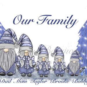 Blue Christmas gnome gonk family png clip art set for sublimation or prints