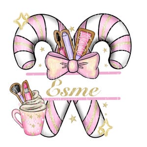Christmas candy cane pink make-up gingerbread png clipart design png sublimation image art instant download