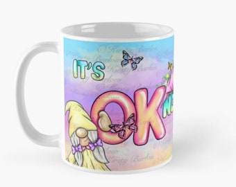 Mental health awareness gonk gnome mug wrap it’s ok not to be ok sublimation clip art design