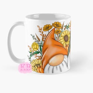 Autumn leaves pumpkin Halloween gnome gonk trio mug wrap sublimation design clipart png instant download hand drawn