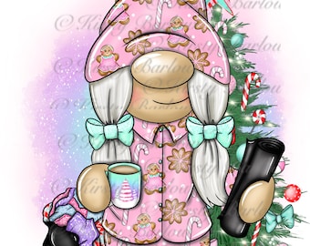 Christmas morning pjs gonk gnome mum png clip art illustration sublimation design with commercial license and free background