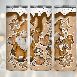 Gingerbread gonk gnome Christmas tumbler wrap Sublimation design clip art with commercial license