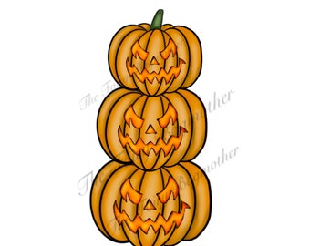Halloween spooky pumpkin stack png clip art file design pour la sublimation